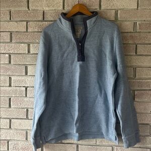LL Bean Sweater Mens Blue Half Zip Cotton Pullover large